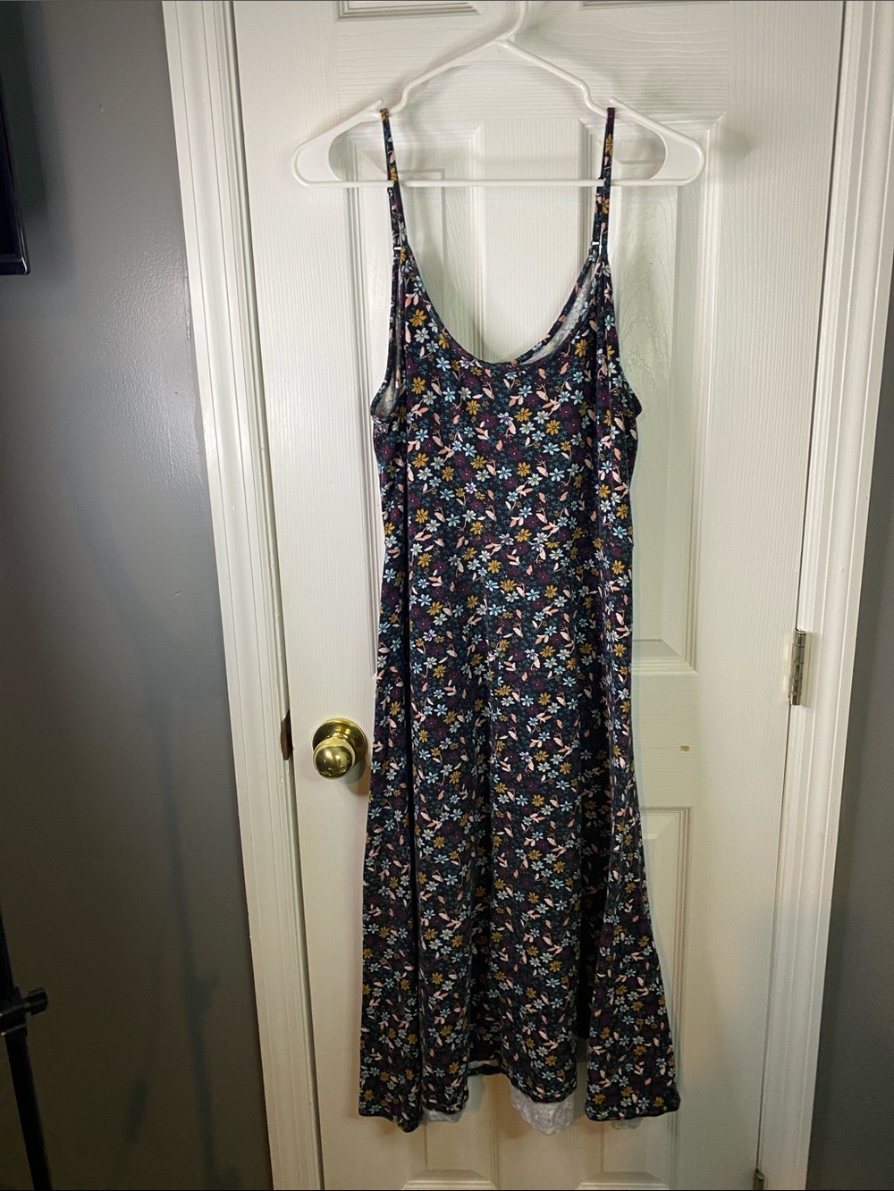 Who What Wear Navy Floral Midi Slip Dress Size  XLarge Adjustable Straps.